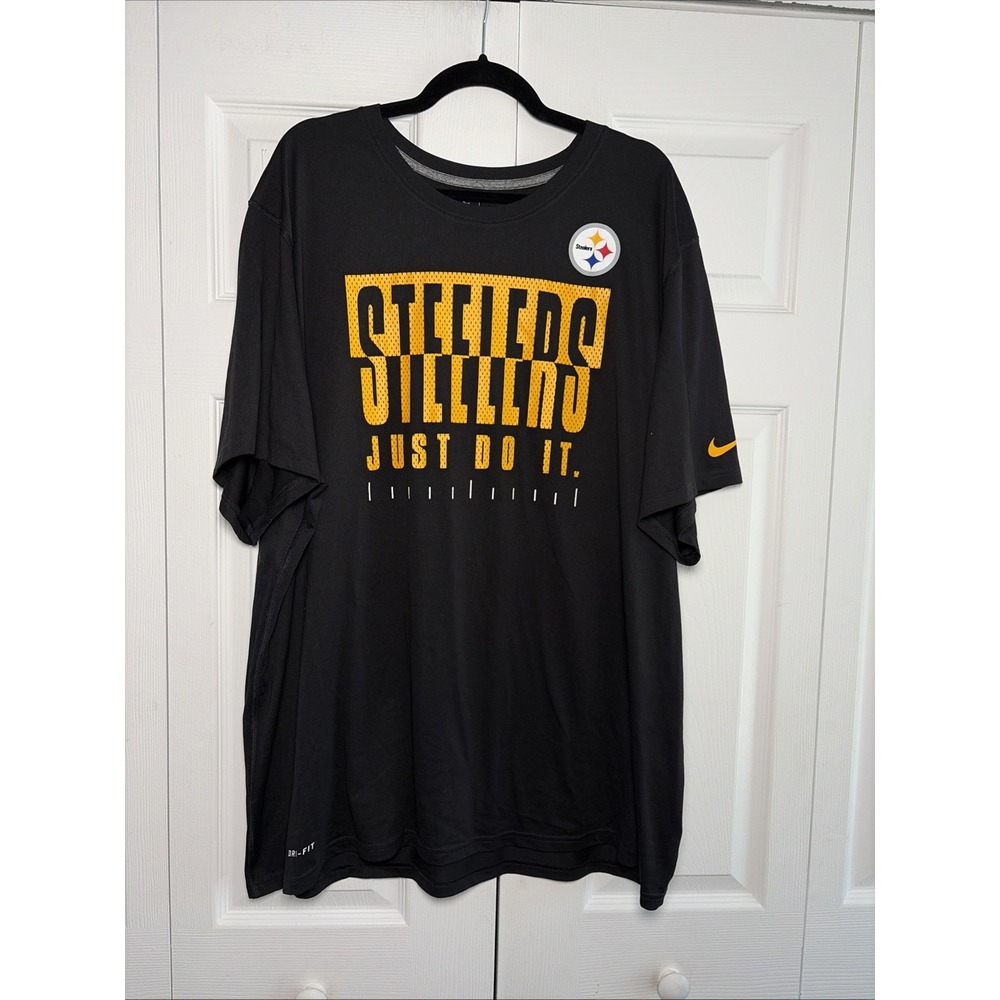 Nike Pittsburgh Steelers Dri-FIT Shirt Mens Size 3XL Black Graphic Tee NFL Game